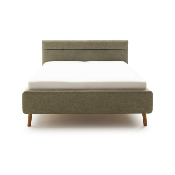 Зелено двойно легло 160x200 cm тапицирано с място за съхранение с включена подматрачна рамка Lotte – Meise Möbel-image-3