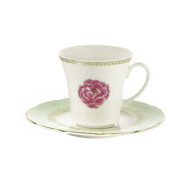 Sada 6 porcelánových šálků s podšálkem Kutahya Roses, 80 ml