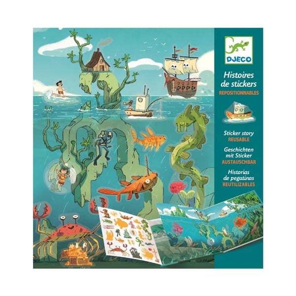 Комплект книжки с морски стикери и стикери за преместване - Djeco-image-1