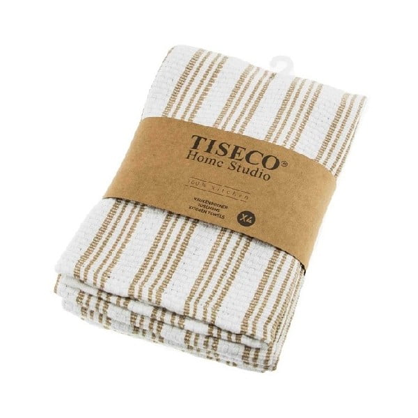 Комплект от 4 бежови памучни кърпи за чай , 50 x 70 cm - Tiseco Home Studio