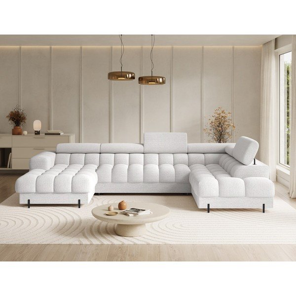 Кремав разтегателен ъглов диван от букле (десен ъгъл U форма) Feraria – ELTAP-image-1