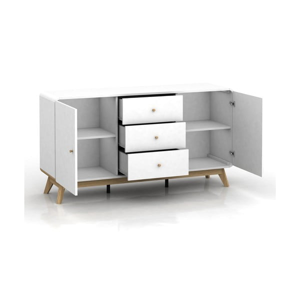 Бял нисък скрин 140x75 cm Caitlin – Støraa-image-3