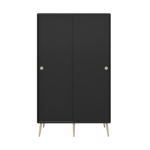 Черен гардероб с плъзгащи се врати 113x190 cm Softline - Tvilum