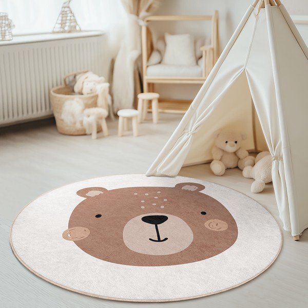 Кафяв/кремав детски килим подходящ за пране ø150 cm Teddy Bear – Mila Home-image-3