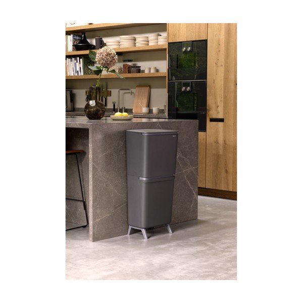 Тъмносиво пластмасово кошче за боклук 20+25 l за рециклиране SortUp Recycle Hi – Brabantia-image-1