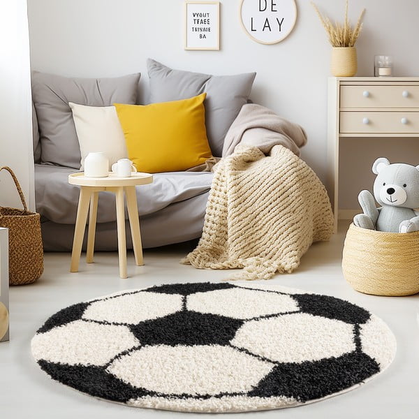 Черно-кремав детски килим ø 120 cm Fun – Ayyildiz Carpets-image-1