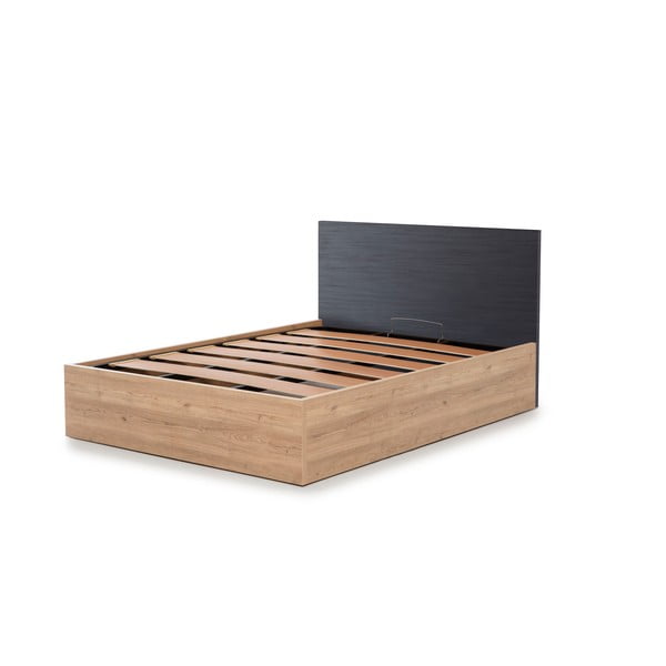 Сиво двойно легло с място за съхранение и решетка 160x200 cm Kronos - Marckeric-image-3