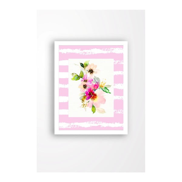 Картина за стена върху платно в бяла рамка Розова градина, 29 x 24 cm - Tablo Center
