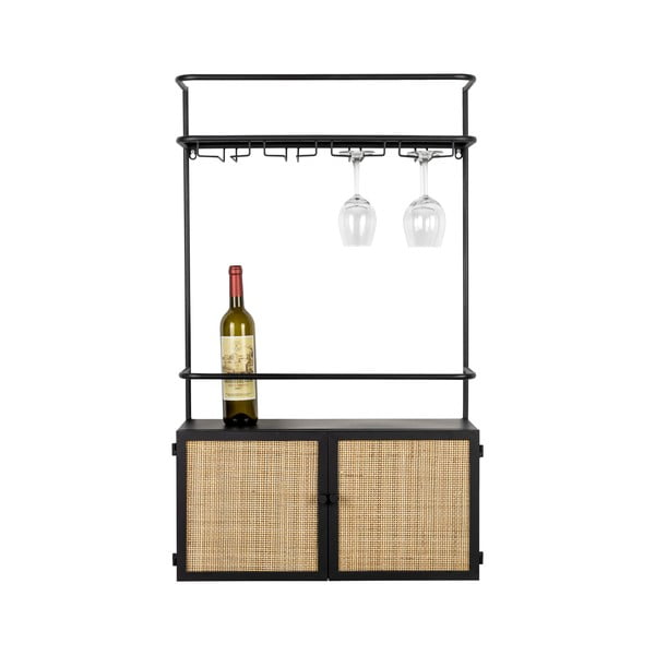 Черна ратанова стойка за вино 18x100 cm Guuji - White Label-image-2