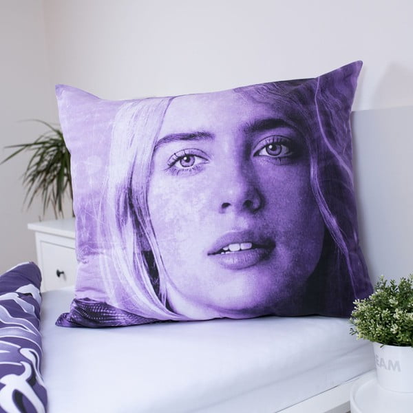 Лилаво единично  памучно детско спално бельо 200x140 cm Billie Eilish – Jerry Fabrics-image-3