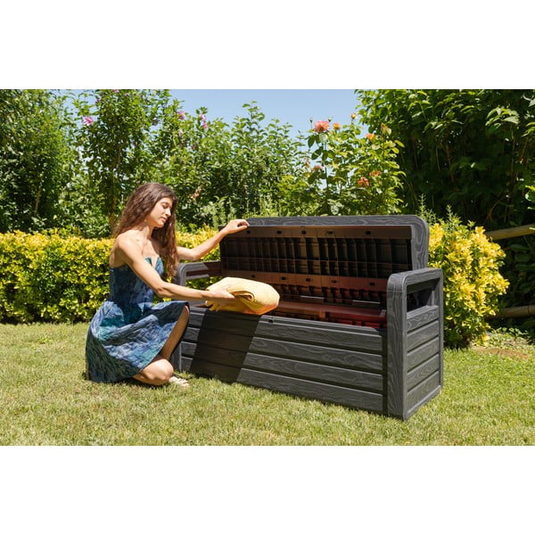Тъмносива пластмасова градинска пейка Forever Spring – Toomax-image-3