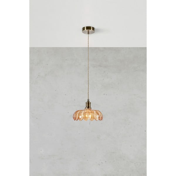 Висящо осветително тяло в месингов и кехлибарен цвят със стъклен абажур ø 25,5 cm Kurage – Markslöjd-image-2