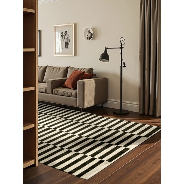 Черно-бял двустранен ръчно изработен вълнен килим 200x300 cm Donna – Hanse Home-image-1