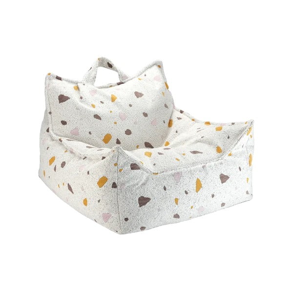 Бял детски пуф от букле и шенил Terrazzo Chair – Wigiwama