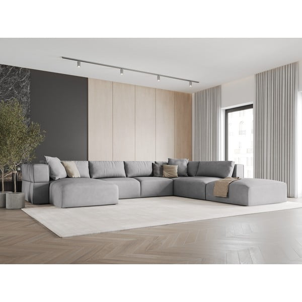 Светлосив ъглов U-образен диван, десен ъгъл Esther – Milo Casa-image-1