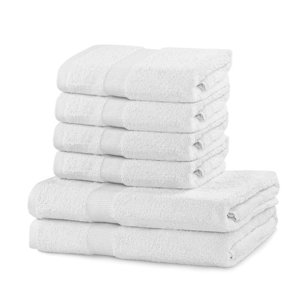 Комплект от 2 бели памучни кърпи и 4 кърпи Marina - DecoKing