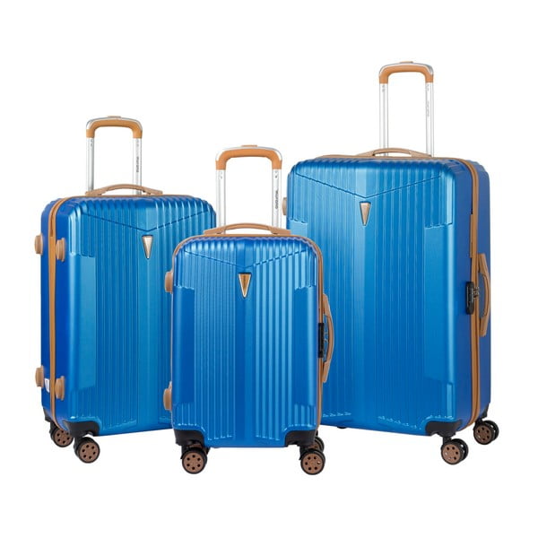 Sada 3 modrých kufrů na kolečkách Murano Europa