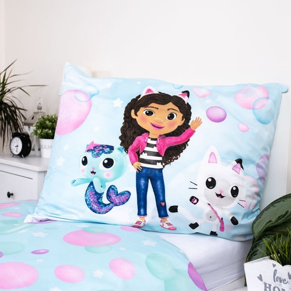 Единично  детско спално бельо от микрофибър 140x200 cm Gabby's Dollhouse "bubbles" – Jerry Fabrics-image-3