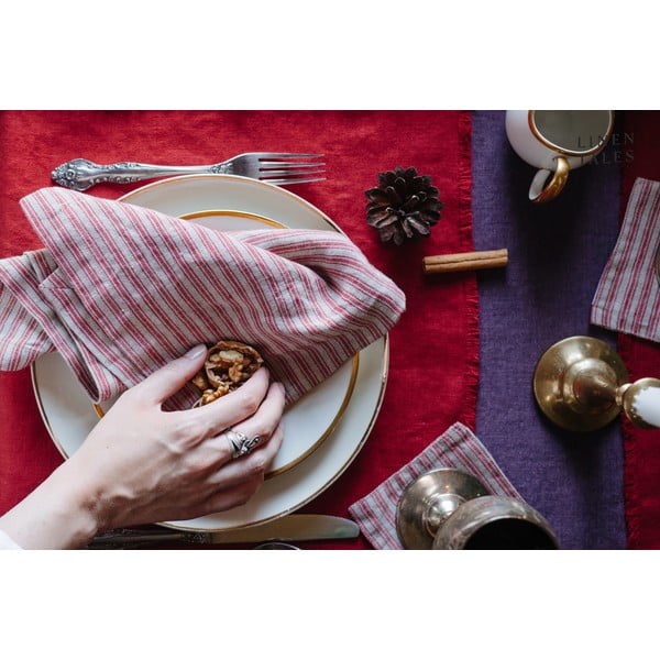 Подложки в червено-природен цвят в комплект от 4 броя - Linen Tales-image-3