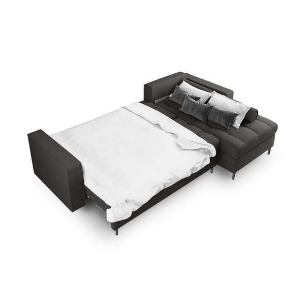 Тъмно сив ъглов разтегателен диван , десен ъгъл Santo - Milo Casa-image-4