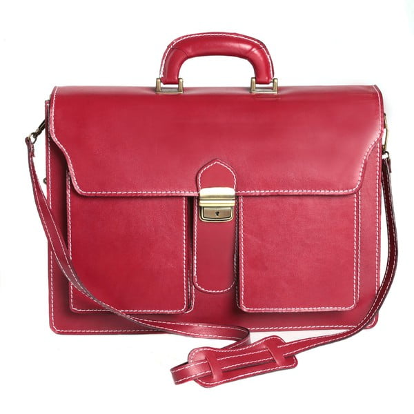 Червена кожена чанта за съобщения Червено - Chicca Borse