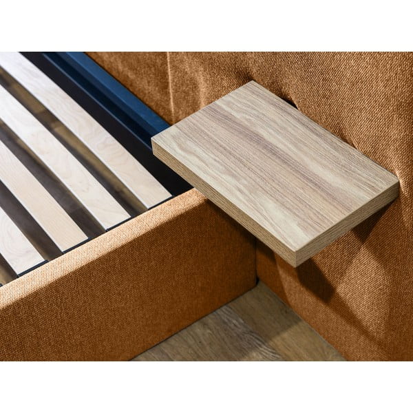 Оранжево-жълто тапицирано двойно легло със склад и решетка 160x200 cm Blandine - Bobochic Paris-image-4