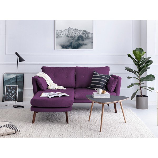 Тъмнолилав триместен диван Елена, с шезлонг в левия ъгъл - Mazzini Sofas-image-1