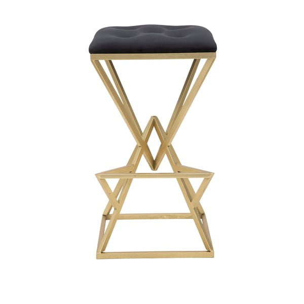 Бар стол от кадифе в черно и златно 75 cm Piramid - Mauro Ferretti