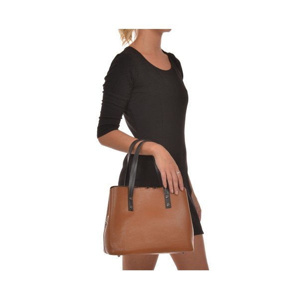 Кафява кожена чанта Dita Cognac Cognac - Anna Luchini-image-3
