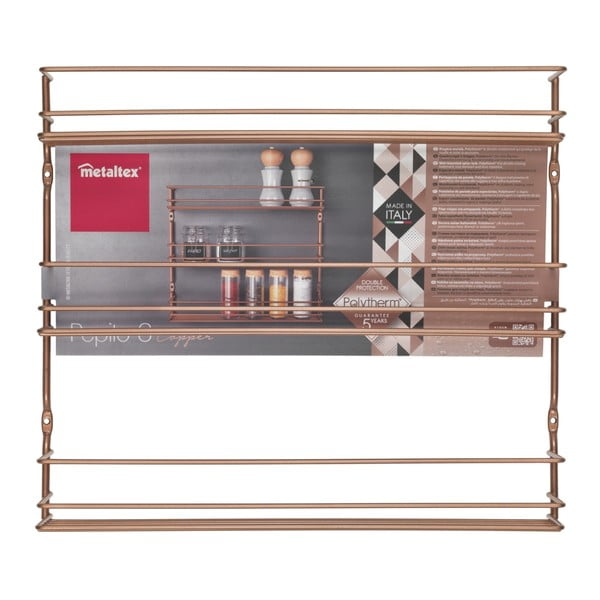 Стенна поставка за подправки с 3 рафта в меден цвят - Metaltex-image-2