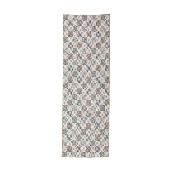 Синя пътека със смес от памук подходяща за пране 80x230 cm Muted Checkerboard – Flair Rugs