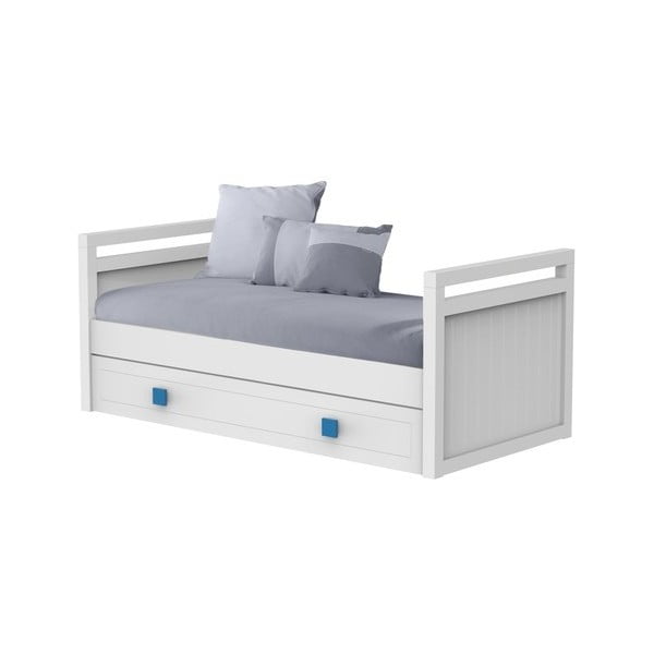 Бяло единично легло с изтеглящо се чекмедже Aura, 90 x 190 cm - Trébol Mobiliario