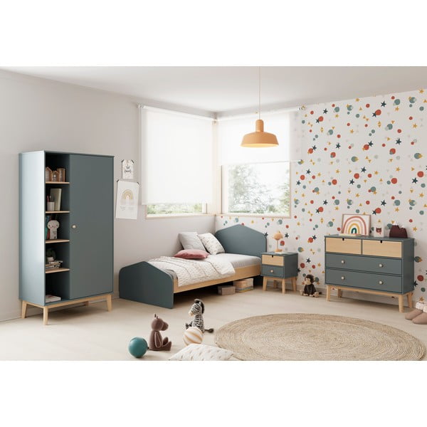 Детски скрин сиво-зелен 100x81x40 cm Estefania – Marckeric-image-1