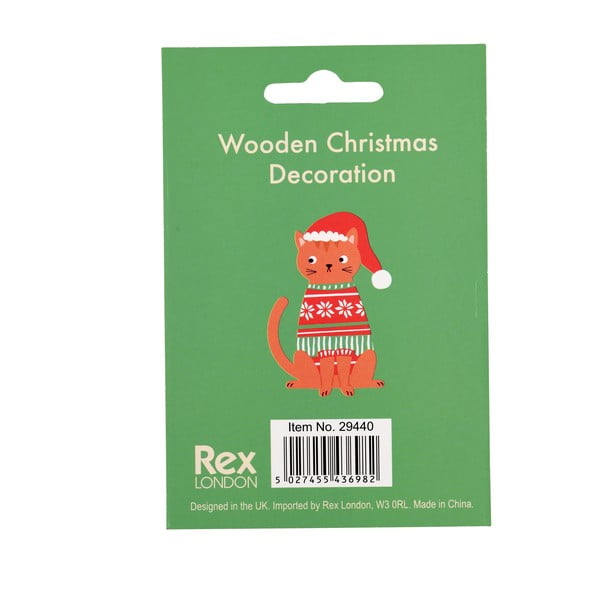 Дървена коледна украса 5 cm Ginger Cat – Rex London-image-4