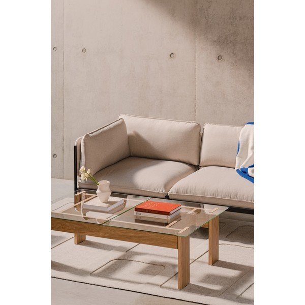 Масичка за кафе със стъклен плот в естествен цвят 86x132 cm Naiko – noo.ma-image-3