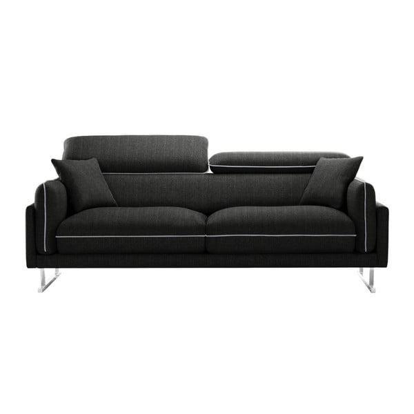 Черен диван с 3 места и сива тапицерия L'Officiel Gigi - L'Officiel Interiors