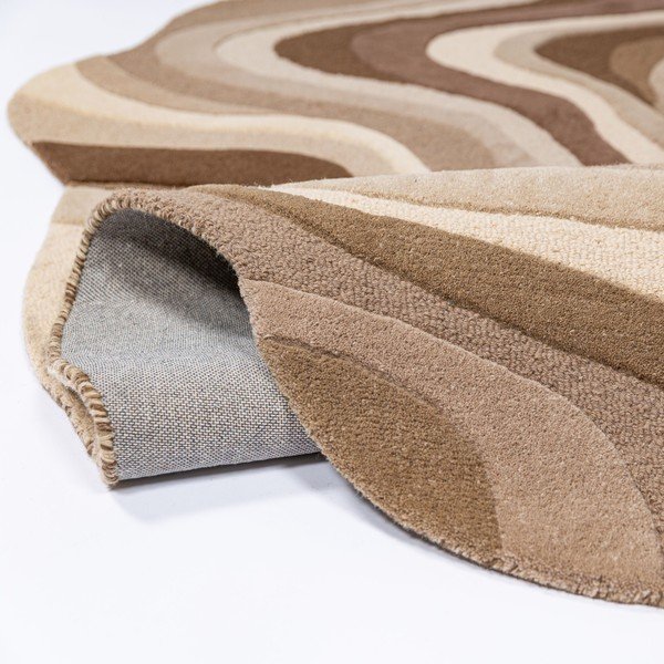Кафяв/бежов ръчно изработен вълнен килим 160x230 cm Envy Wool – Flair Rugs-image-3