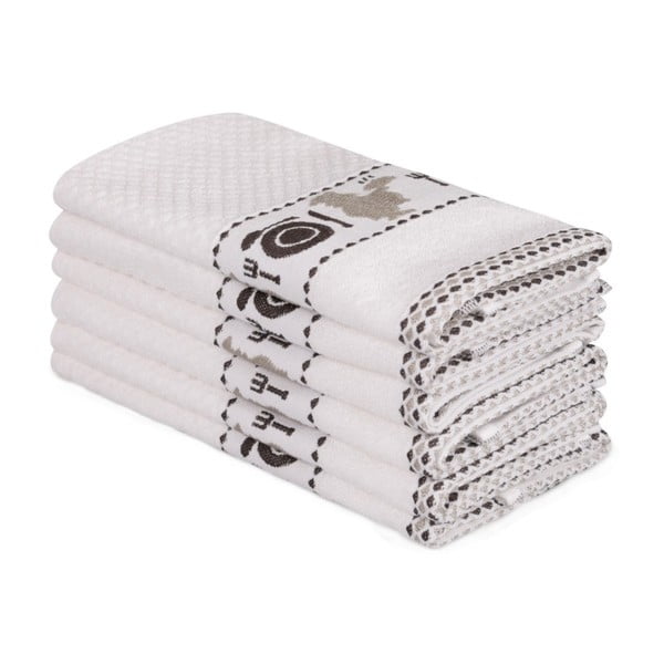 Комплект от 6 бежови памучни кърпи Beyaz Asci, 30 x 50 cm - Foutastic