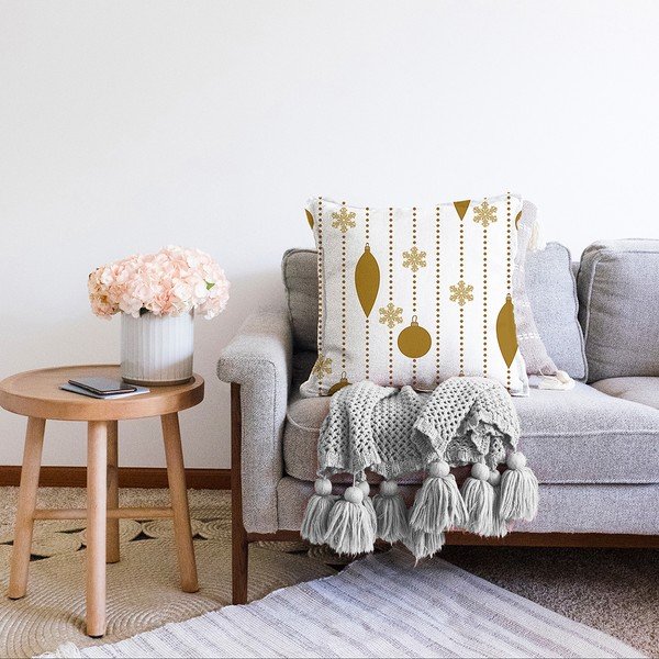 Коледна калъфка за възглавница от шенил Коледни орнаменти, 55 x 55 cm - Minimalist Cushion Covers-image-2