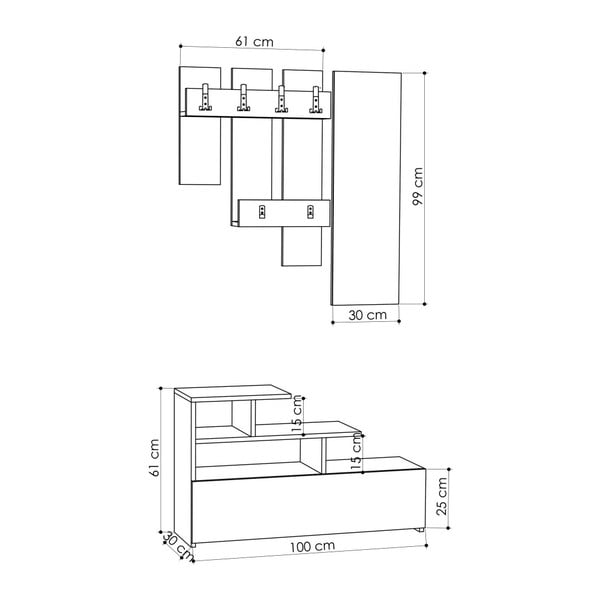 Комплект за антре в бял цвят Vesty - Kalune Design-image-2