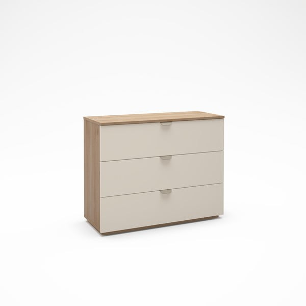 Кремаво-естествен скрин от декор от дъб  100x80x40 cm Dennis – Marckeric-image-3