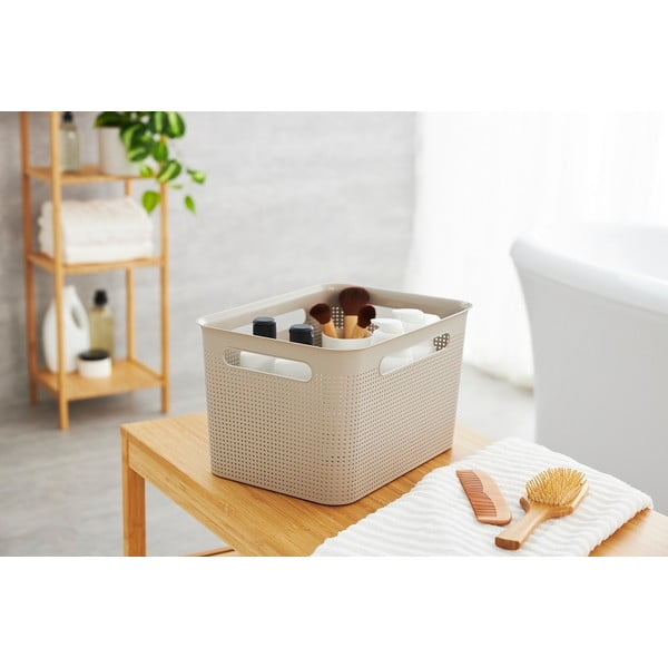 Бежова кошница за съхранение, изработена от рециклирана пластмаса Brisen - Rotho-image-4