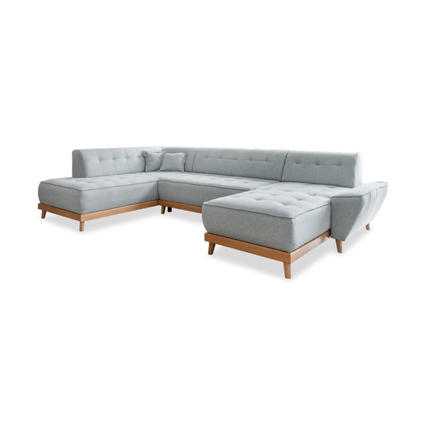 Светлосив U-образен разтегателен диван, ляв ъгъл Dazzling Daisy - Miuform