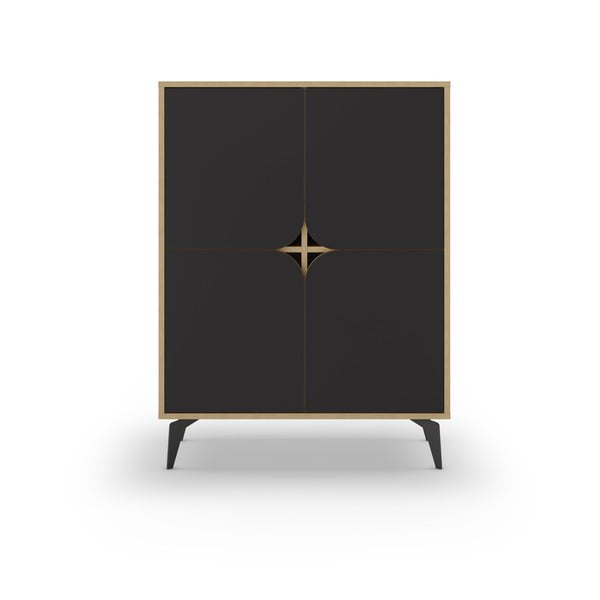 Шкаф в дъбов декор в черно-натурален цвят 90x120 cm Nola - Marckeric