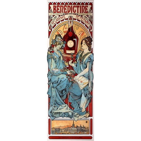 Живопис - репродукция 30x90 cm Benedictine, Alfons Mucha - Fedkolor