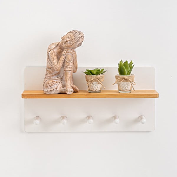 Бяла стенна закачалка с рафт – Casa Selección-image-1