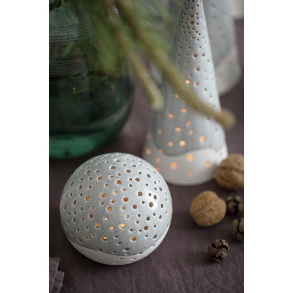 Коледен свещник от сив костен порцелан , ⌀ 14 см Nobili - Kähler Design-image-1