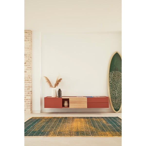 Масичка за телевизор в цвят тухла и естествен дъб 180x45 cm Otto - Teulat-image-1