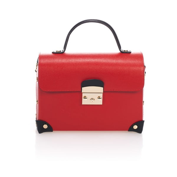 Červená kožená kabelka Lisa Minardi Kara
