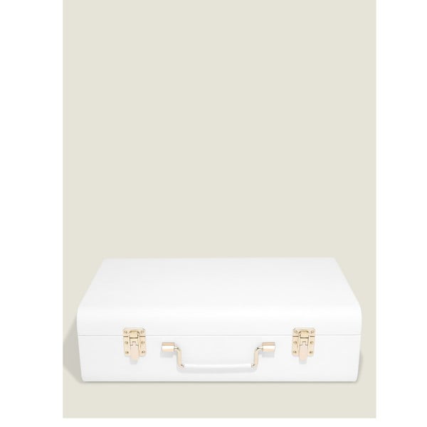 Бяла декоративна кутия за съхранение от изкуствена кожа 50x30x15 cm – Stackers-image-1